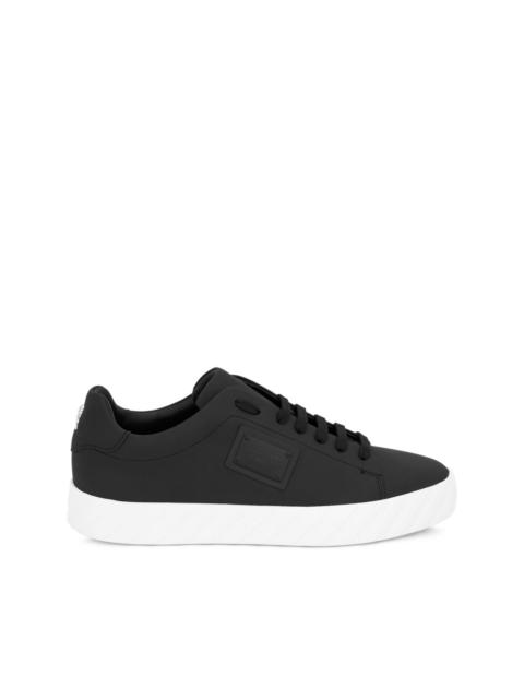 plaque leather low-top trainers