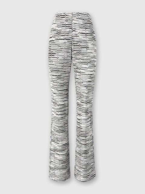 Flare trousers in viscose with Greek lamé motif