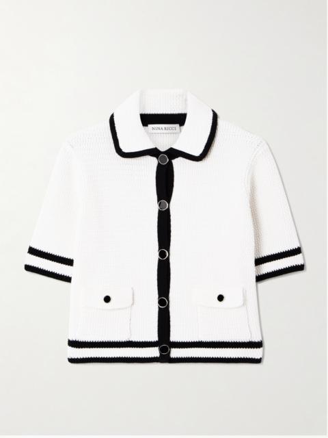 Waffle-knit Cotton-blend Cardigan