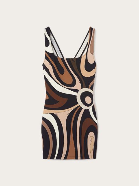 MARMO PRINT MINI DRESS WITH SQUARE NECKLINE