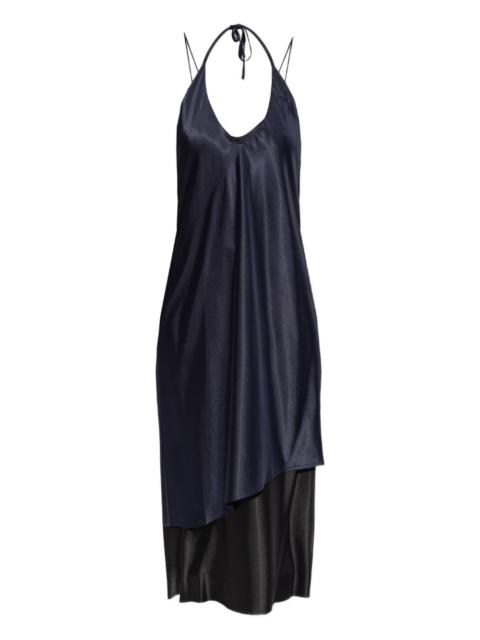 asymmetric halterneck midi dress