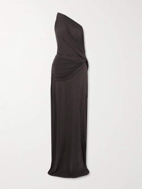 One-shoulder Draped Stretch-jersey Gown