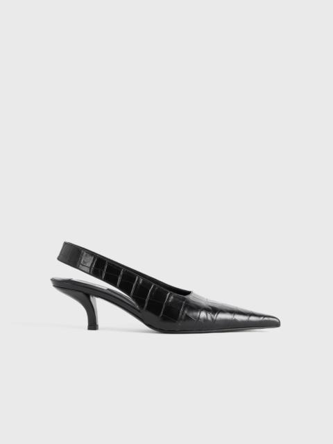 Classic croco-embossed slingbacks black