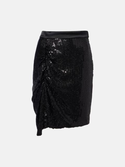 Panther gathered sequined midi skirt