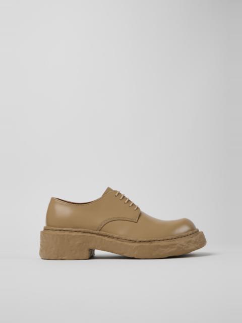 Beige Leather Bluchers