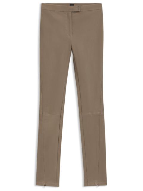 LEATHER LEGGINGS WITH LOGO-HOOK CLOSURE