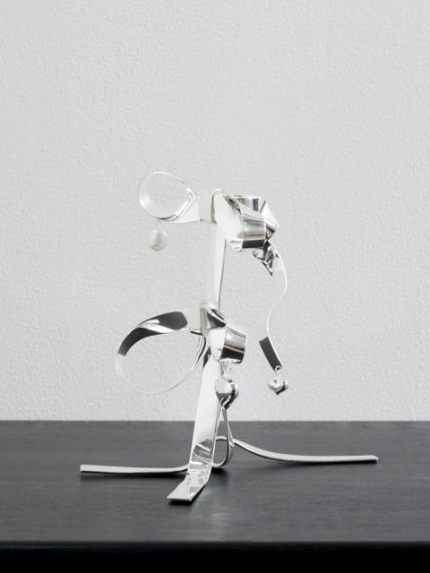 Pearl-embellished Silver-plated Candle Holder