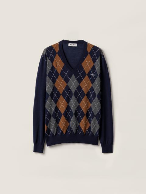 V-necked wool sweater