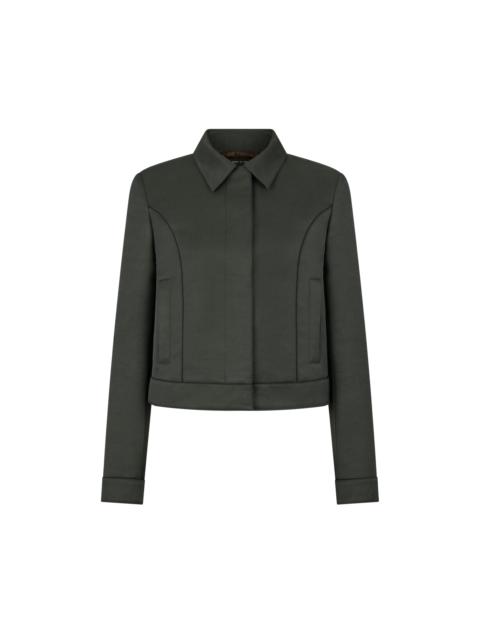 COTTON VISCOSE TWILL BLOUSON WITH PIPING
