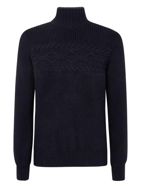 cable-knit high-neck sweater