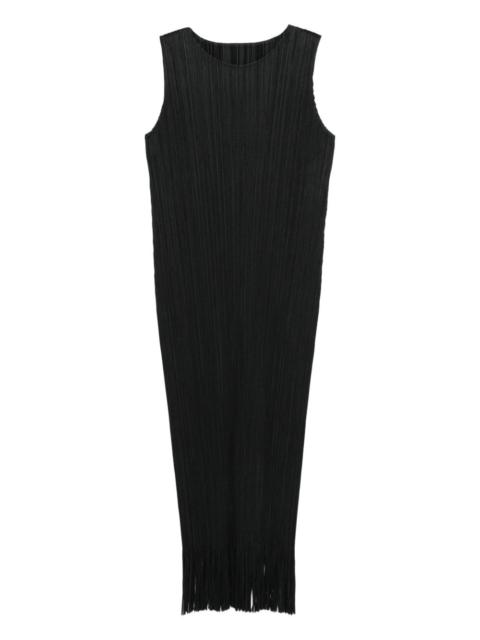 Wave pleated-fringe midi dress
