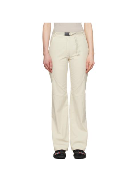 Beige Low-Rise Belted Trousers