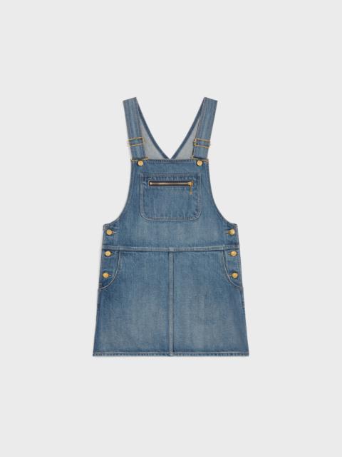 dungarees mini dress in union wash denim
