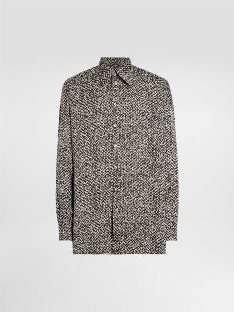 Chiffon shirt with bouclé print
