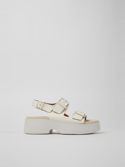 White Leather Sandals for Women.
