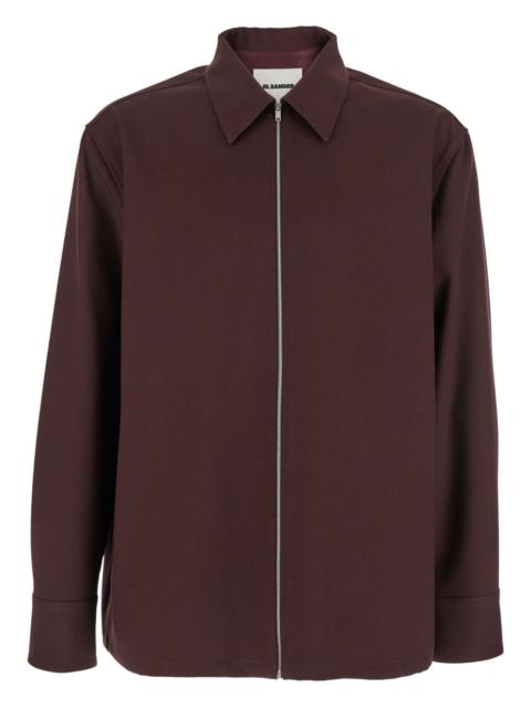 classic-collar zip-front shirt