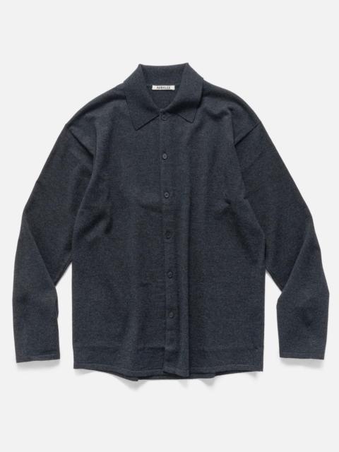 High Twist Wool Knit Shirt Cardigan Charcoal