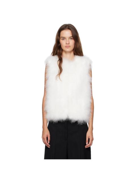 White Cropped Feather Vest