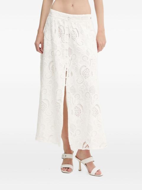 broderie anglaise midi skirt