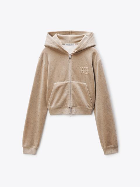 Shrunken Hoodie in Crystal Hotfix Velour