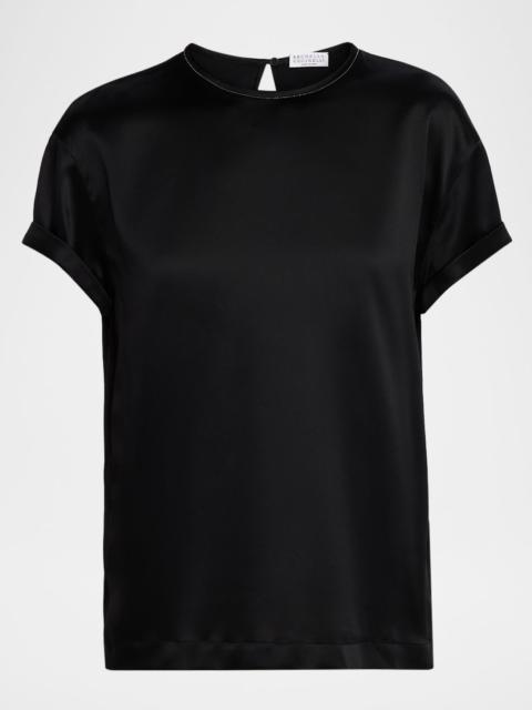 Monili Stretch Satin T-Shirt
