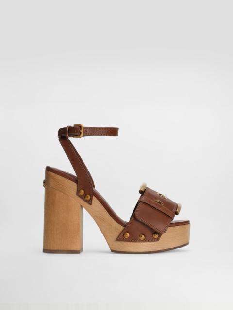Cowhide wedge sandals