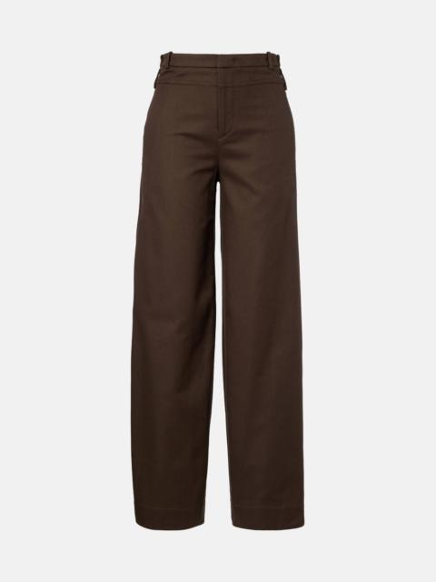Cotton twill wide-leg pants