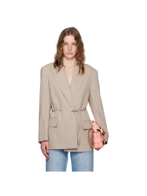 Beige Belted Blazer