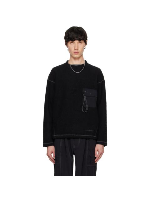 Black Re Wool JQ Crewneck Sweater