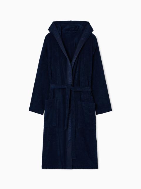TERRYCLOTH BATHROBE WITH LOGO TRIM