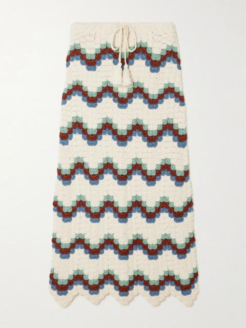 Safi scalloped crocheted organic cotton midi skirt Cream