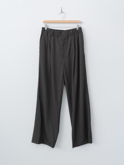Wool Washer Twill 2pleated Wide-leg Easy Trousers - Brown