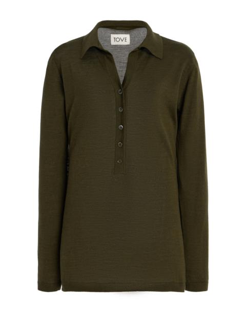 Austine Wool-Silk Polo Sweater green