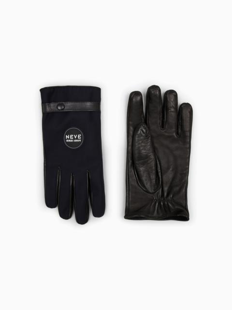 GIORGIO ARMANI NEVE NAPPA-LEATHER AND TECHNICAL NYLON GLOVES
