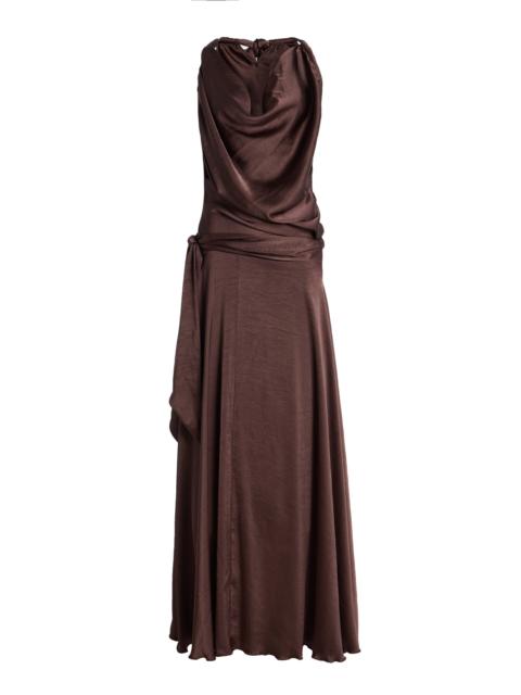 Exclusive Nesta Draped Devoré Chiffon Maxi Dress brown