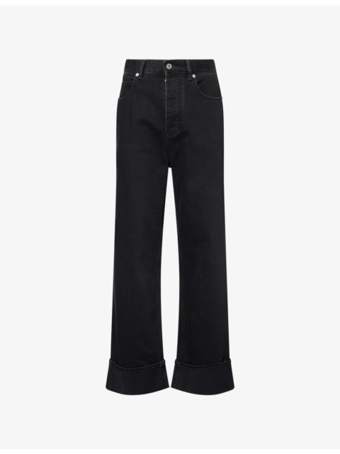 Faded Turn-Up Hem Denim Trousers
