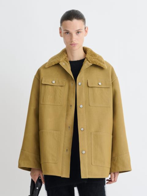Wax Cotton and Faux Shearling Jacket