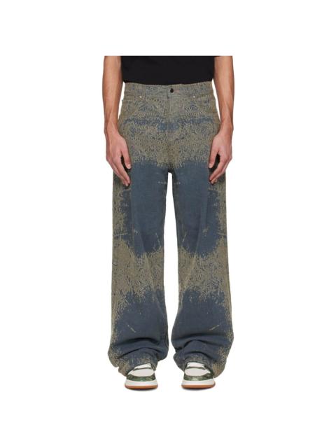 Blue Faded Bandana Baggy Jeans