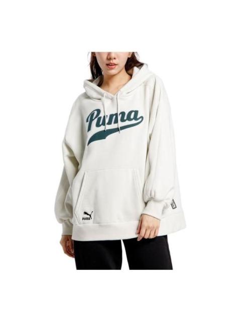 (WMNS) PUMA Word Logo Hoodie 'White' 536184-05