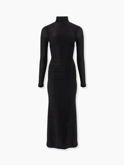Lurex Jersey Turtleneck Midi Dress
