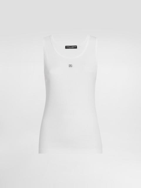 Fine-rib jersey tank top with DG logo pin