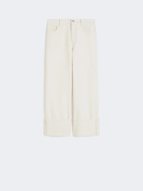 Cotton bull trousers with turn-ups - ECRU