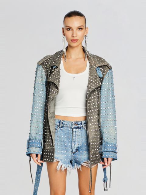 REBEL EMBELLISHED LEATHER JACKET
