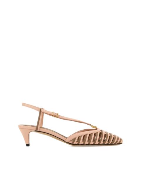 FFold strappy slingback kitten pumps