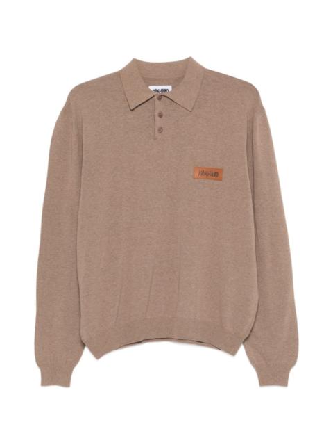 long-sleeve logo-patch polo shirt