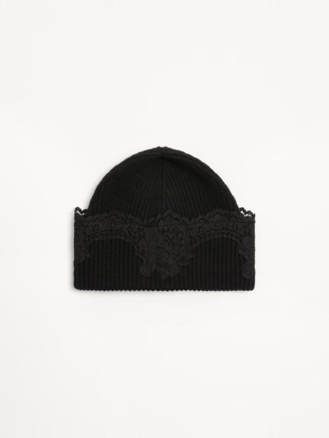 VLOGO SIGNATURE CASHMERE AND LACE BEANIE