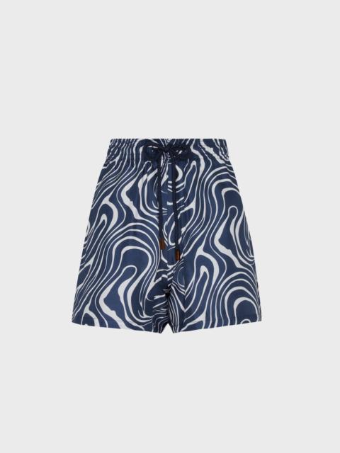 WOMEN SILK BERMUDA SHORTS WAVES