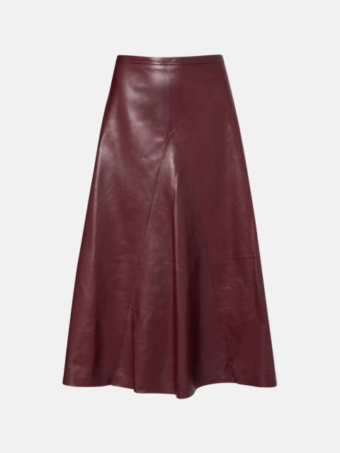 Leather midi skirt