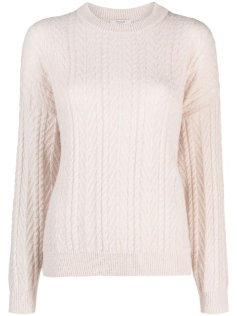 cable-knit wool-blend jumper