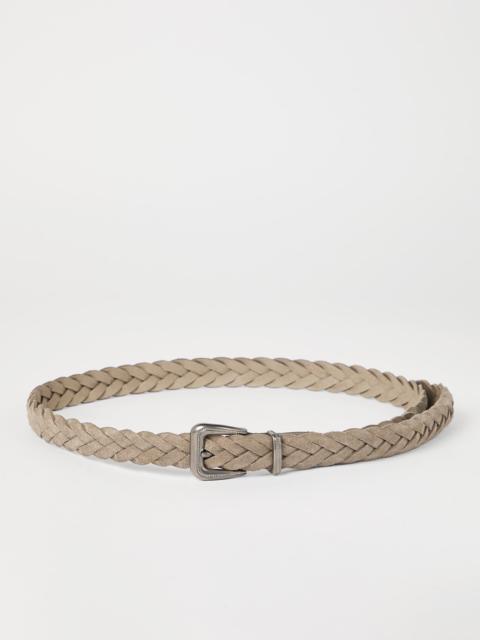 Braided leather belt with monili